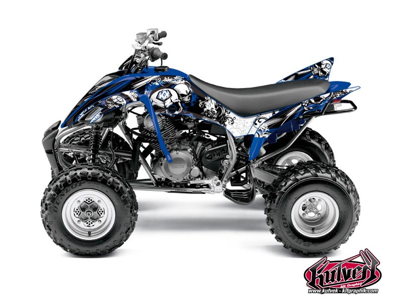 Yamaha 350 Raptor ATV Trash Graphic Kit Black Blue