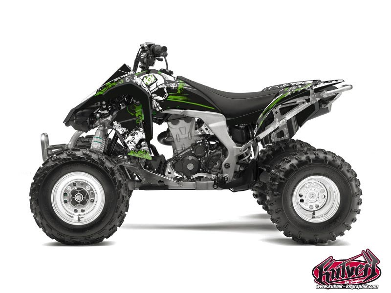 Kawasaki 450 KFX ATV Trash Graphic Kit Black Green