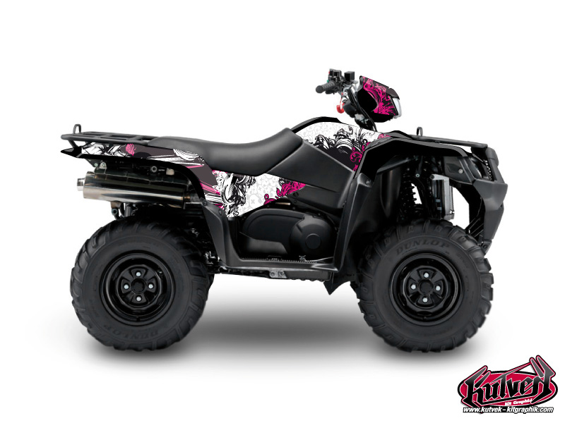 Suzuki King Quad 750 ATV Trash Graphic Kit Black Pink