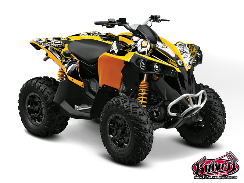 Can Am Renegade ATV Trash Graphic Kit Black Yellow