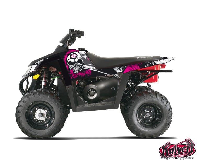 Polaris Scrambler 500 ATV Trash Graphic Kit Black Pink