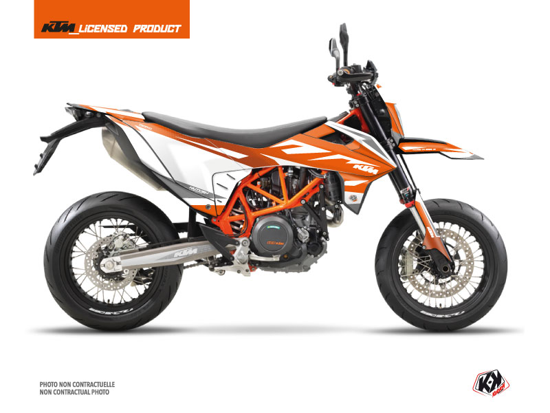 Kit Déco Moto Cross Trophy KTM 690 SMC R Orange Blanc