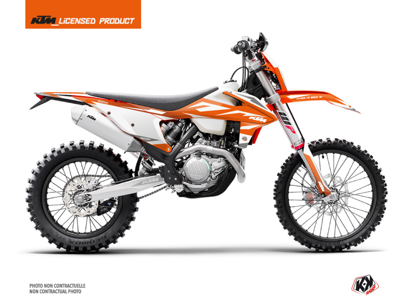 Kit Déco Moto Cross Trophy KTM EXC-EXCF Orange Blanc